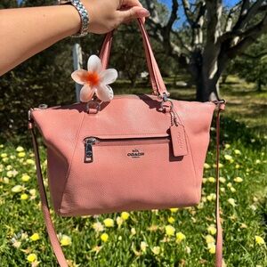 Coach Pink Pebble Leather Prairie Satchel & Plumeria Clip Bundle